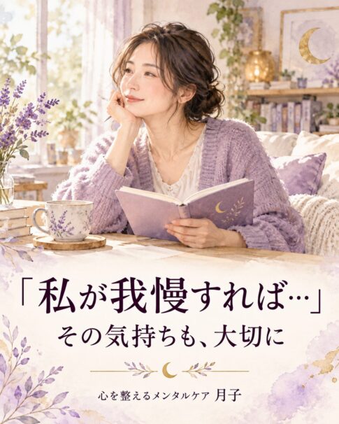 私が我慢すれば… その気持ちも大切に。自分の気持ちを振り返る女性のイメージイラスト